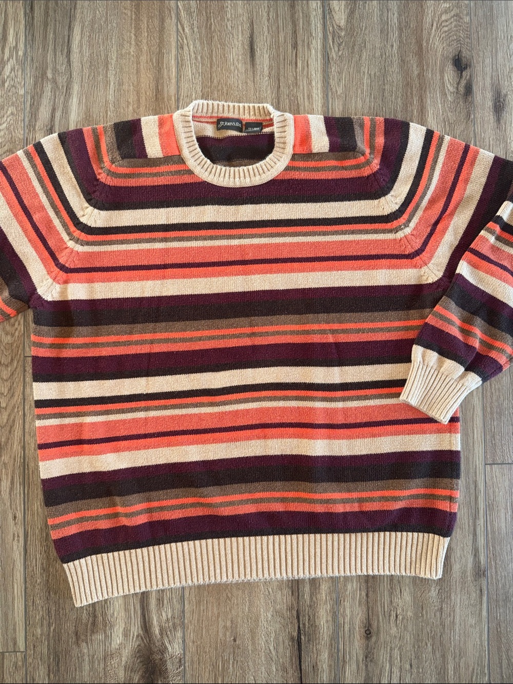 St John’s Bay VTG Rugby Style Striped Crewneck Sweater Mens